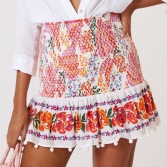 Farm Rio spring bananas Pom Pom Mini Skirt medium - Picture 4 of 14